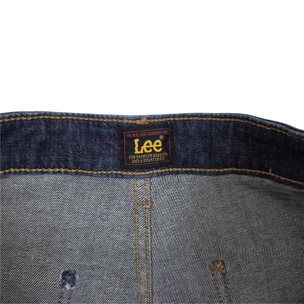 Lee Womens High Rise Wide Leg Jeans Dark Wash Indigo Denim 33x31 Baggy Retro - Picture 7 of 10